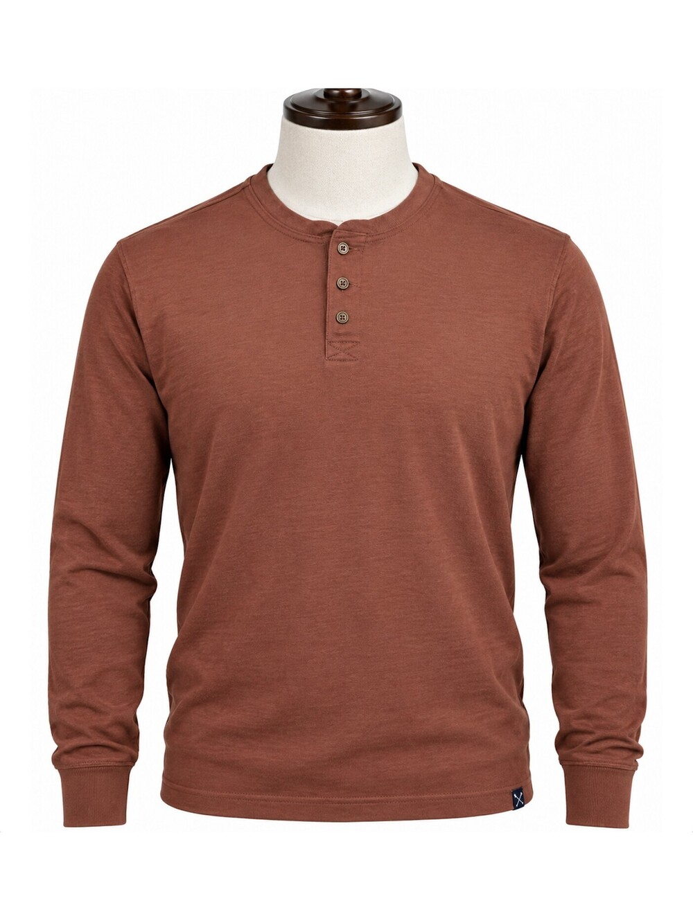 MBX Premium Goods Men's Long Sleeve Henley Shirt Size M Rust